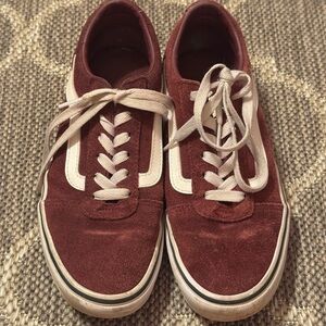 Vans Maroon Suede Sneakers with White Laces